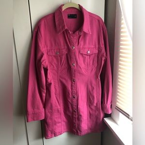 ASOS Design hot pink long sleeve jean dress